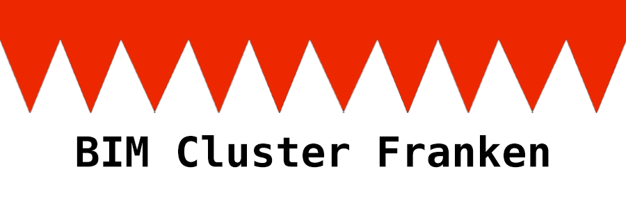 Logo BIM Cluster Franken mit rotem Zickzack-Muster.